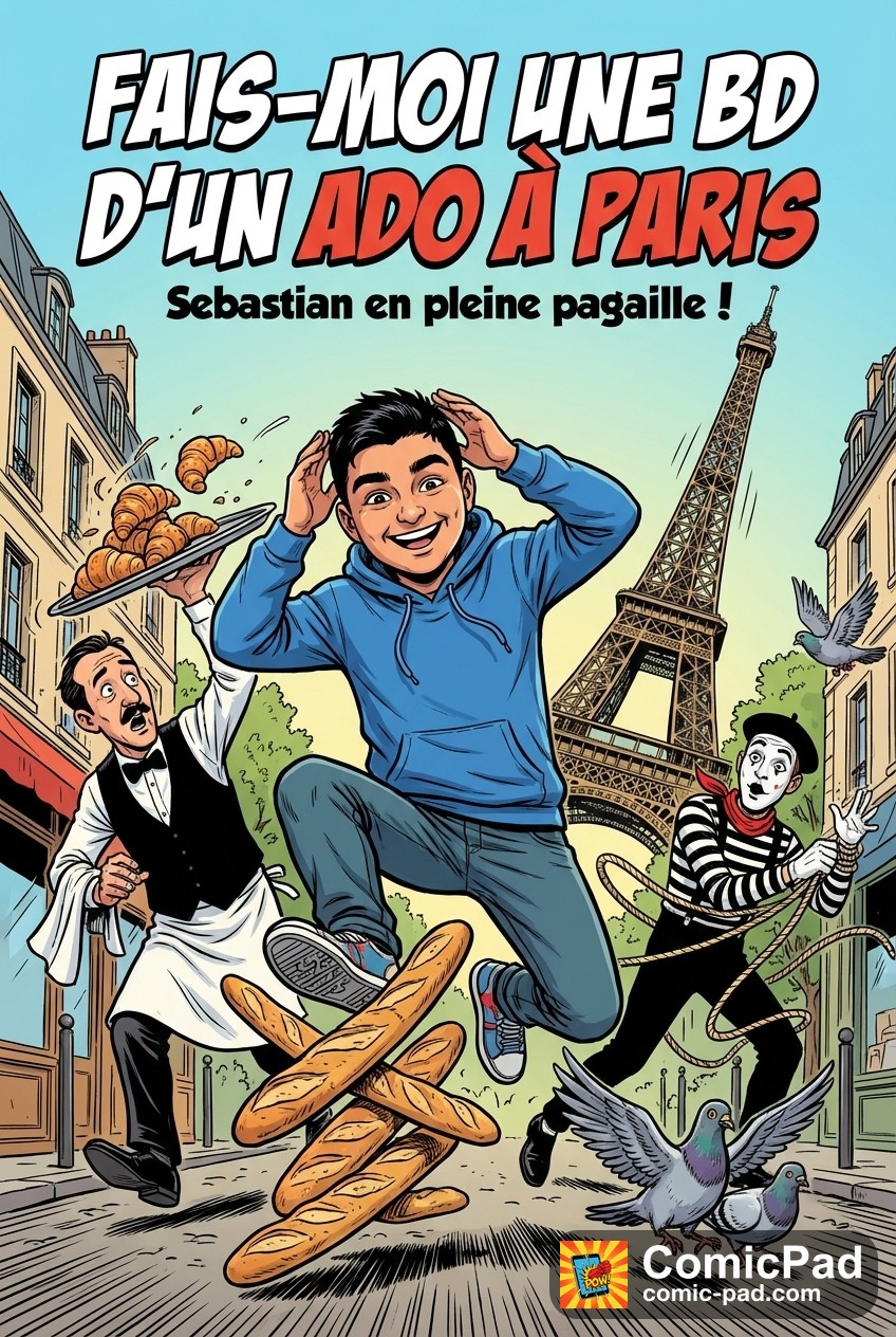 make me a french comic of a teenager in